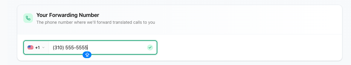 Forwarding number setup